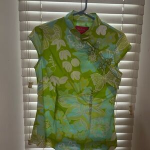 Vintage Lilly Pulitzer blouse - Green and White